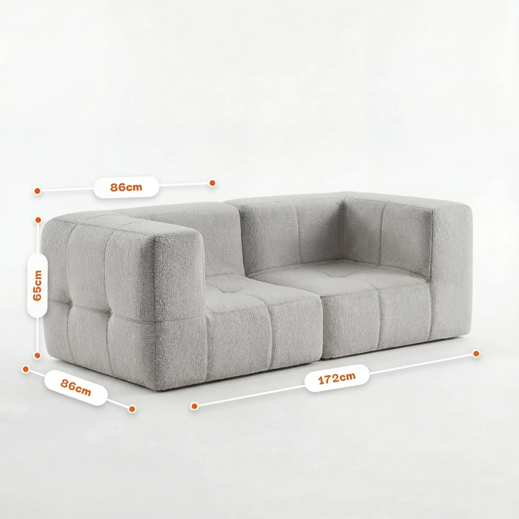 Sofá na Caixa modular 2 lugares em Boucle - Cinza