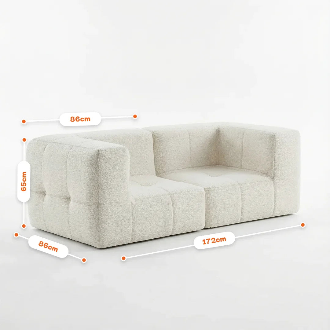 Sofá na Caixa modular 2 lugares em Boucle - Linho