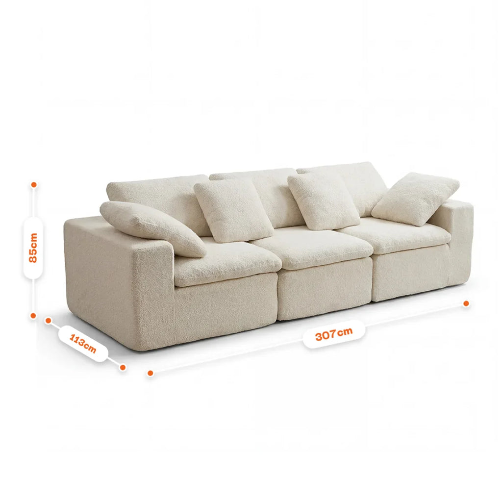 Sofá na Caixa modular Sienna 3 lugares em Boucle - Off-White