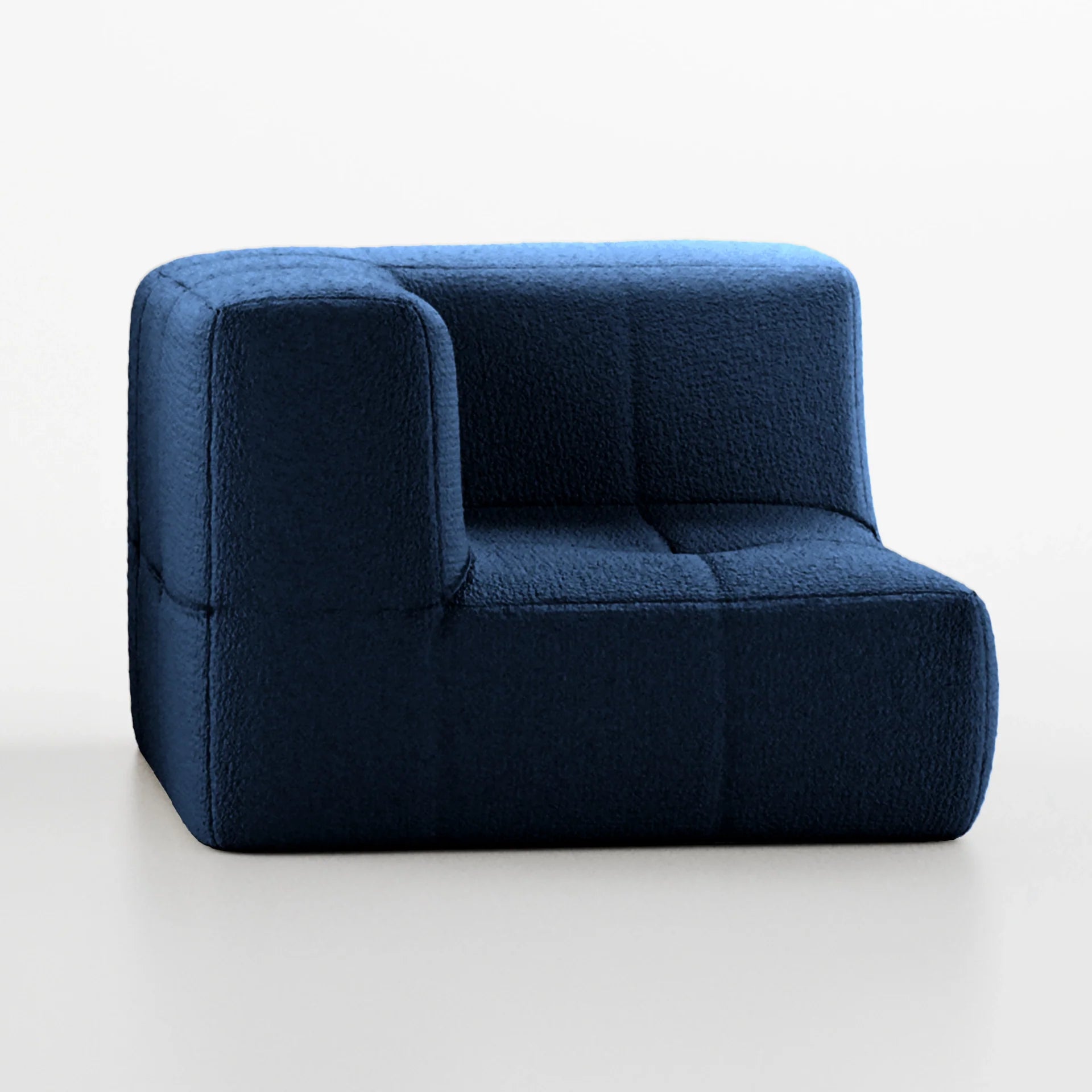 Sofá na Caixa modular 1 lugar Canto em Boucle - Azul