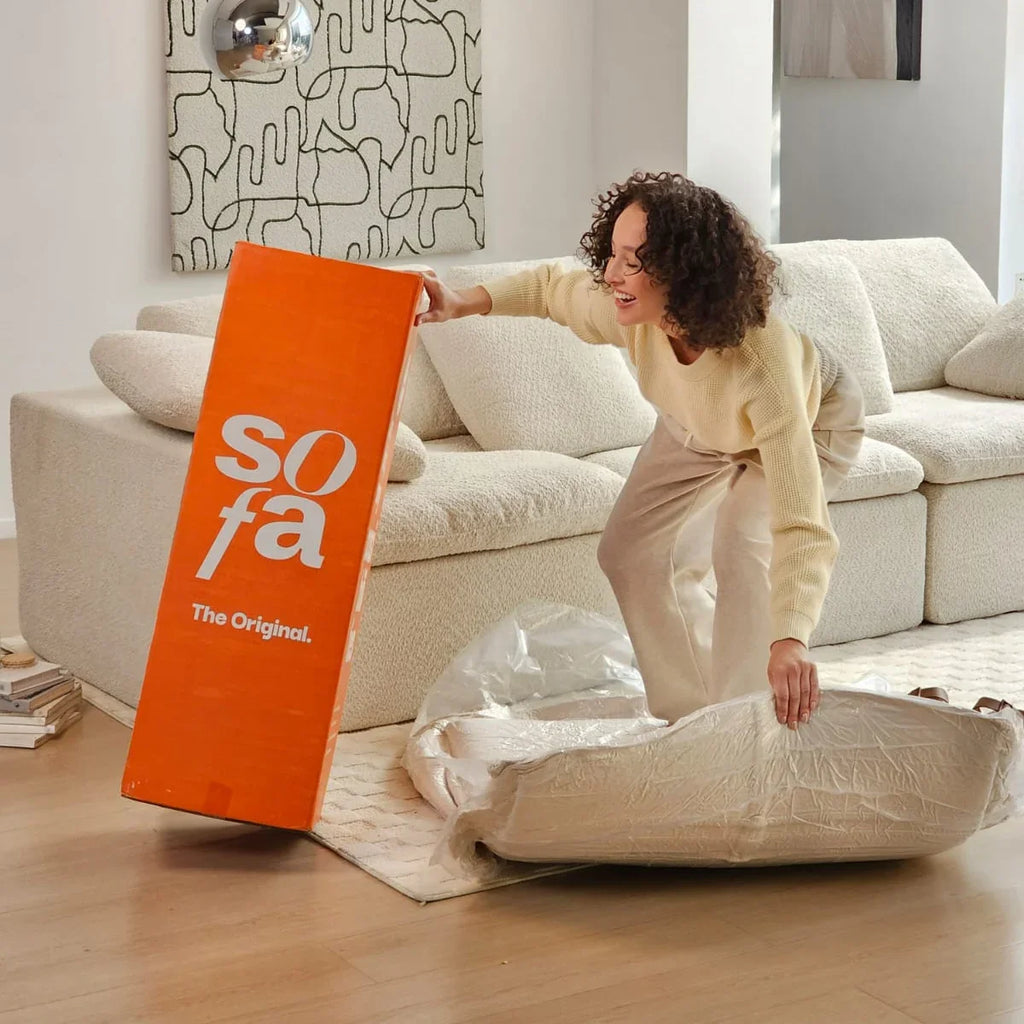 Sofá na Caixa modular Sienna 3 lugares em Boucle - Off-White