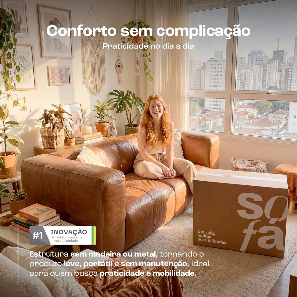Sofá na Caixa modular 2 lugares Poli-Couro Marrom