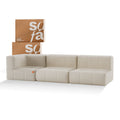 Sofá na Caixa modular 3 lugares em Boucle - 1 Braço - Linho