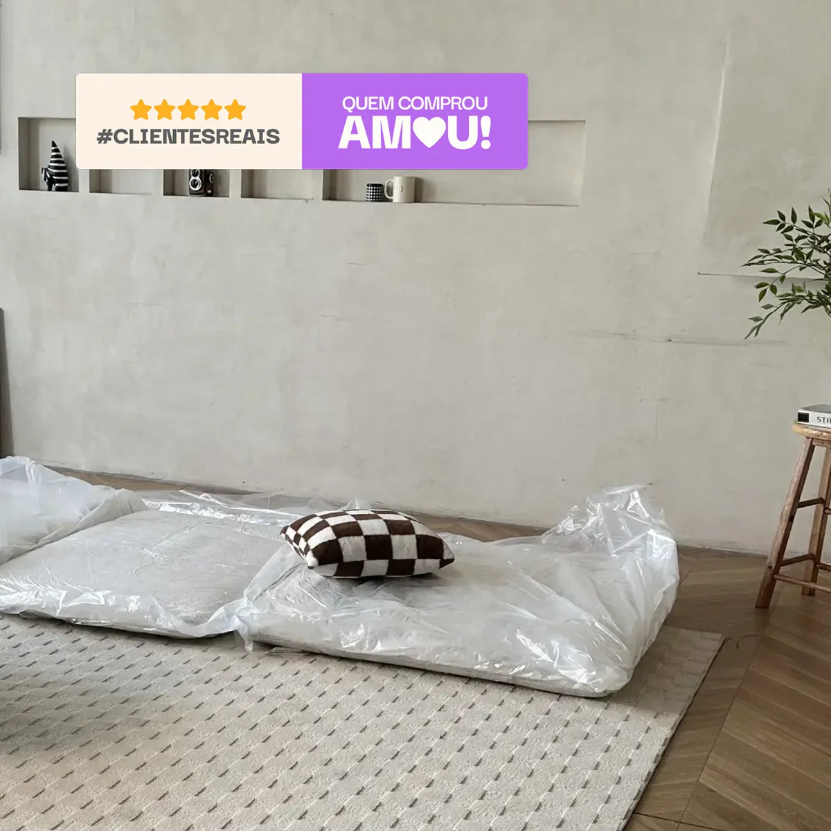 Sofá na Caixa modular Sienna 3 lugares em Boucle - Off-White