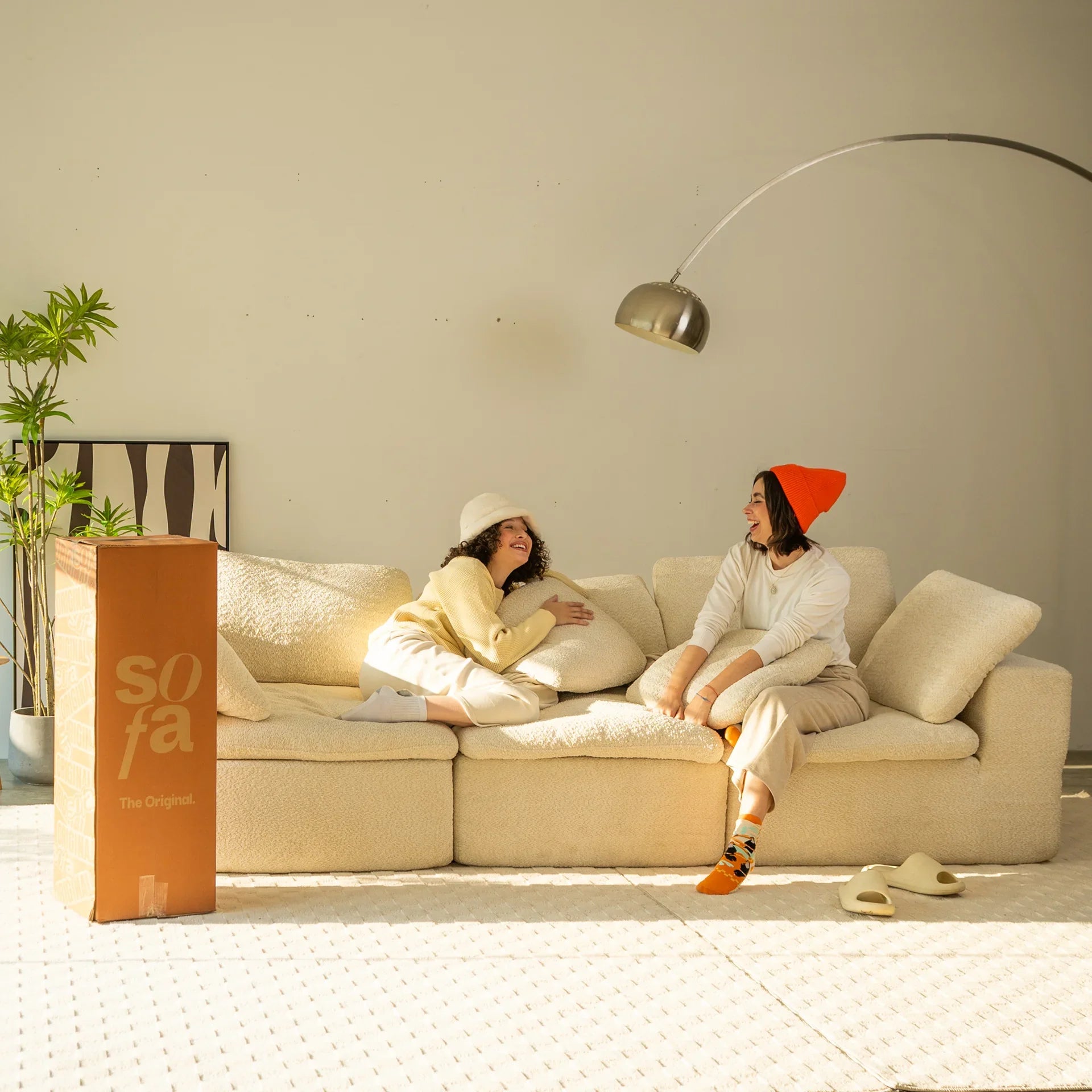 Apoio para o pé em Boucle - Sofá na Caixa Sienna - Off-White