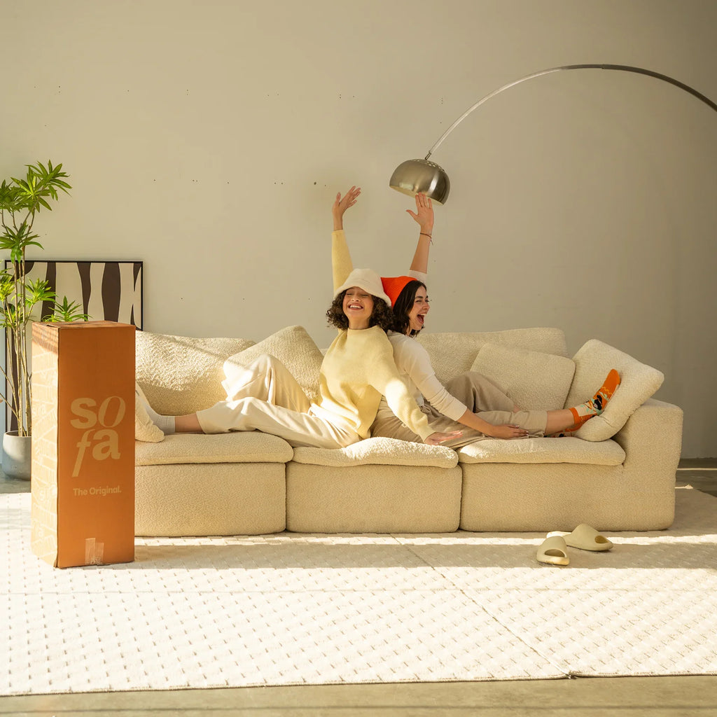 Sofá na Caixa modular Sienna 3 lugares em Boucle com Apoio - Cinza Granito