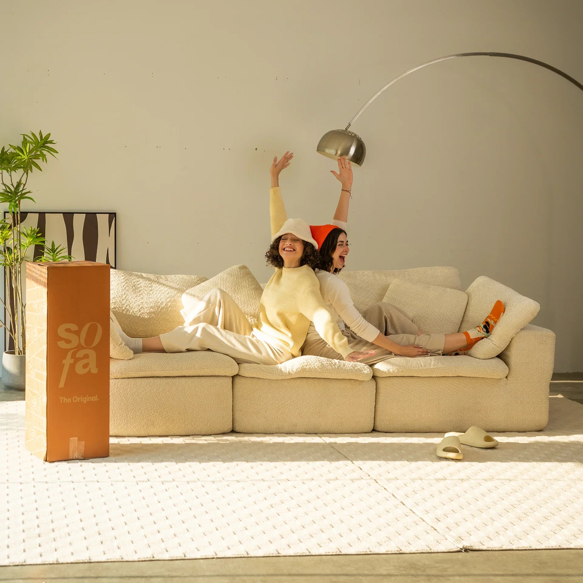 Sofá na Caixa modular Sienna 1 lugar Poltrona em Boucle - Off-White