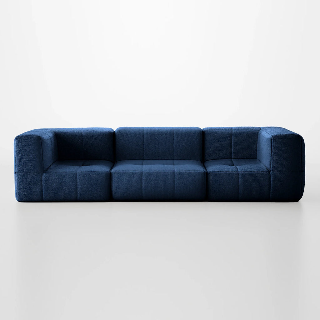 Sofá na Caixa modular 3 lugares em Boucle - Azul