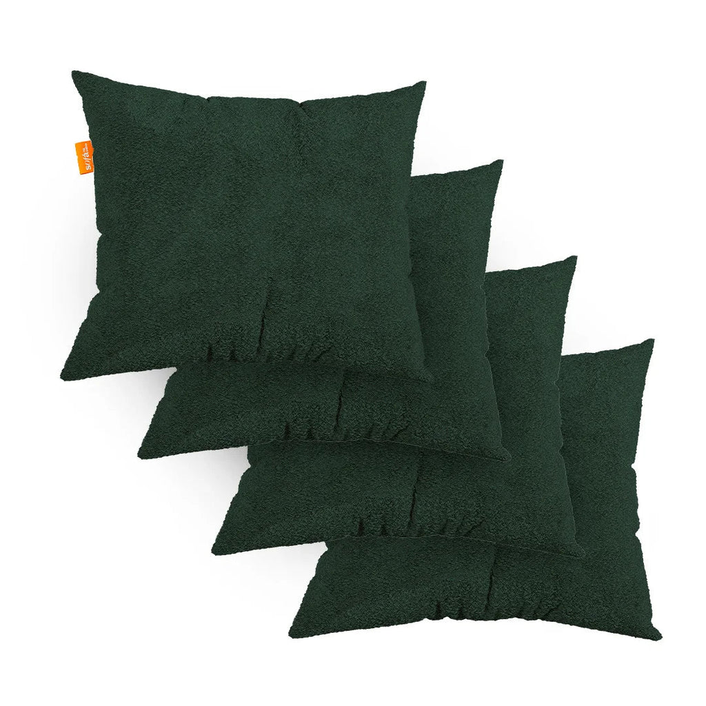 Kit 4 Almofadas Tecido Bouclé - Cor Verde Musgo - 45x45cm