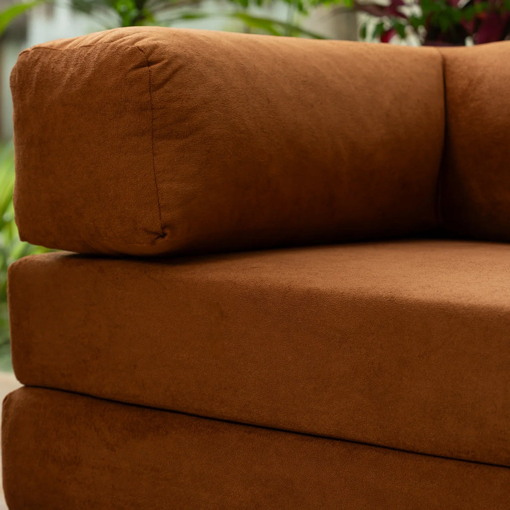 Sofá Cama Bloom Tecido Boucle Laranja - Sofá na Caixa