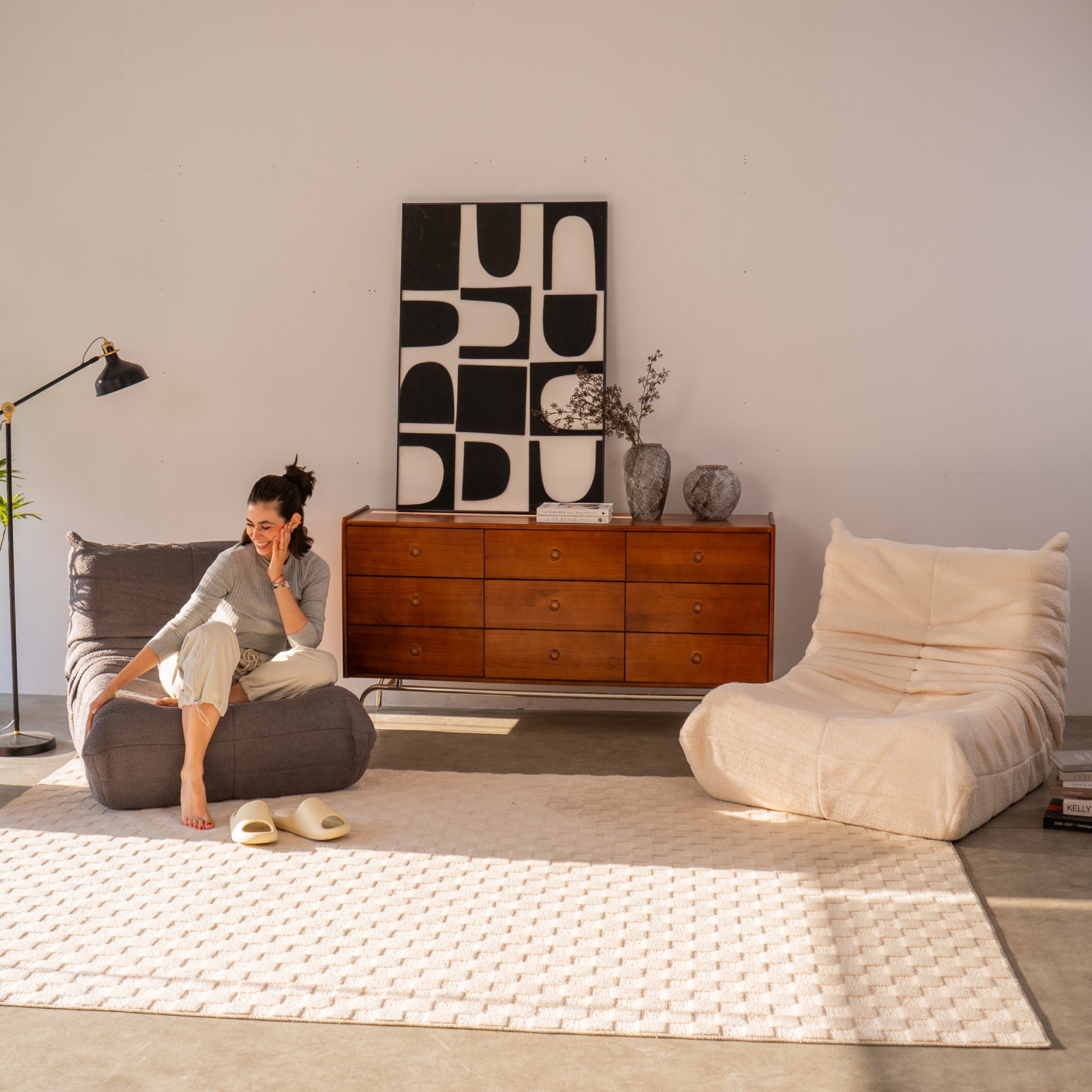 Poltrona Design 1973 Linho 2 unidades Sofa na caixa