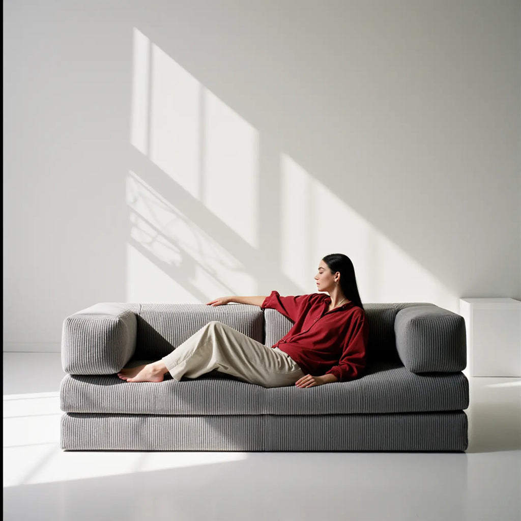 Sofá Cama Bloom - Sofá na Caixa + Poltrona Bloom Tecido Boucle Cinza