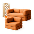 Sofá Cama Bloom - Sofá na Caixa + Poltrona Bloom Tecido Boucle Laranja