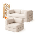 Sofá Cama Bloom - Sofá na Caixa + Poltrona Bloom Tecido Boucle Linho