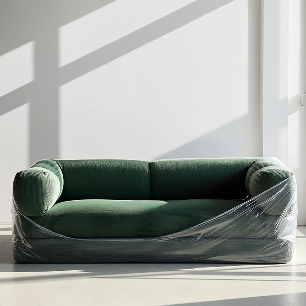 Sofá Cama Bloom - Sofá na Caixa + Apoio de Pé Bloom Tecido Boucle Verde Musgo