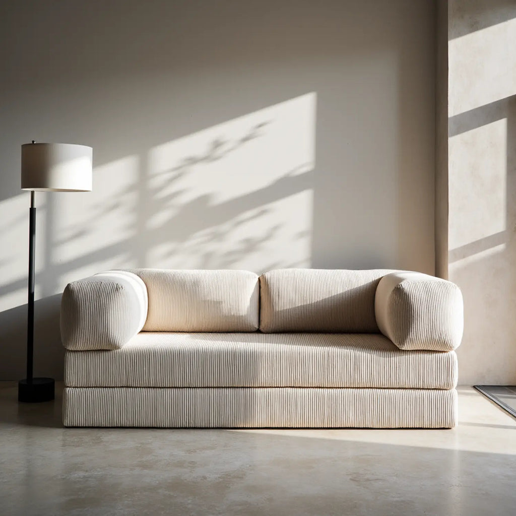 Sofá Cama Bloom - Sofá na Caixa + Poltrona Bloom Tecido Boucle Linho