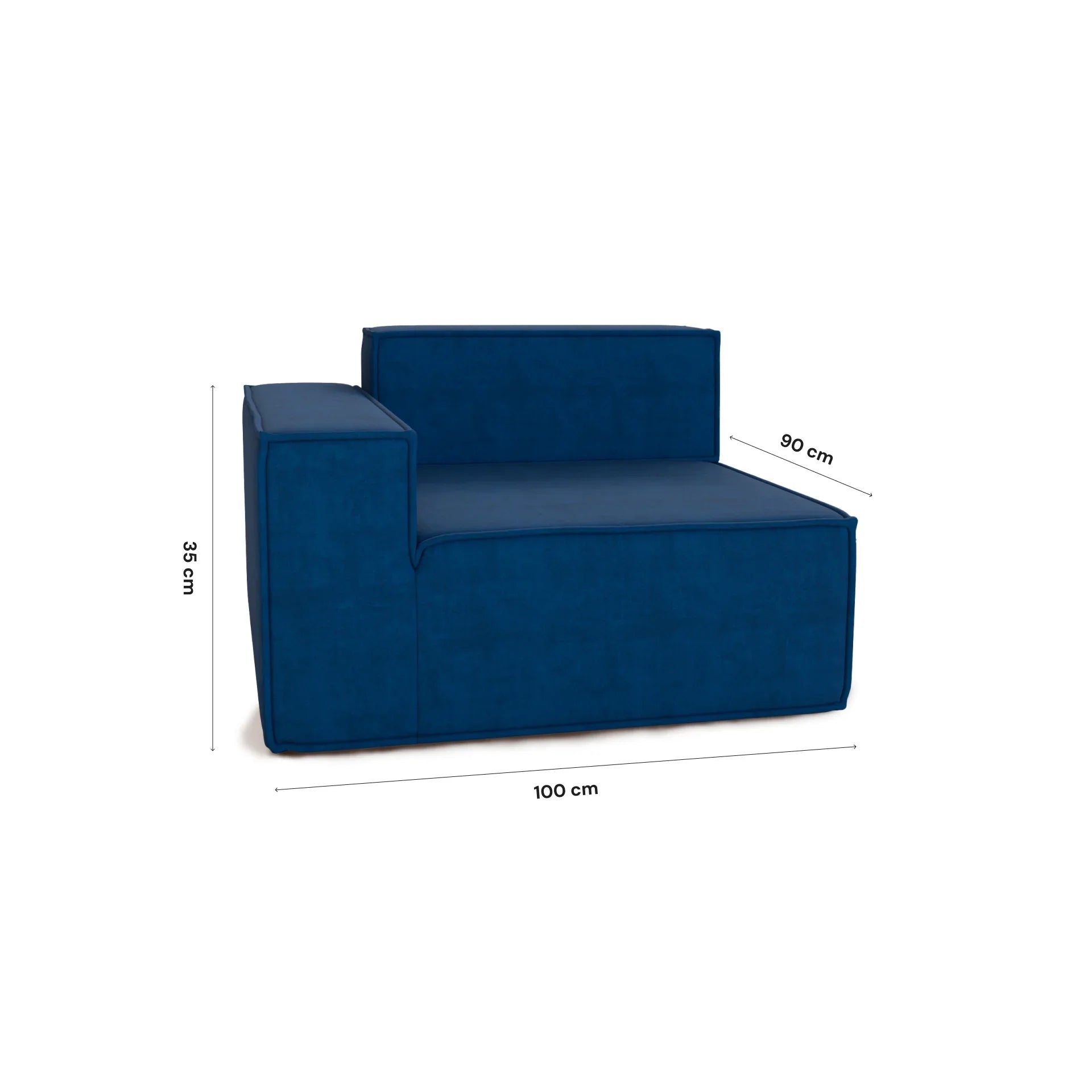 Sofá Modular Pelion 1 lugar Canto em L Esquerdo Boucle - Azul