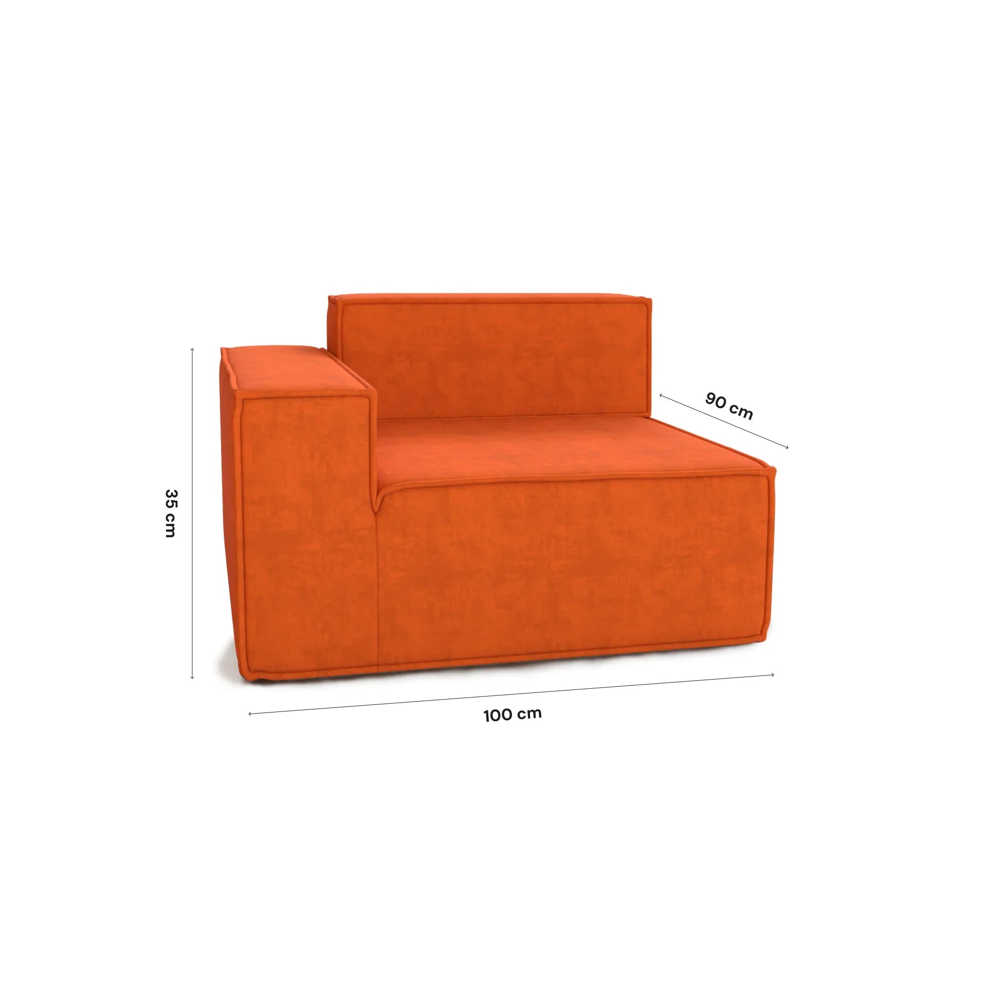Sofá Modular Pelion 1 lugar Canto em L Direito Boucle - Laranja