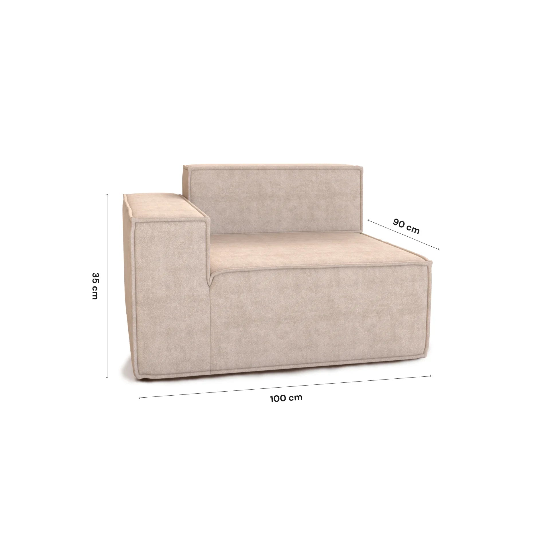 Sofá Modular Pelion 1 lugar Canto em L Esquerdo Boucle - Linho