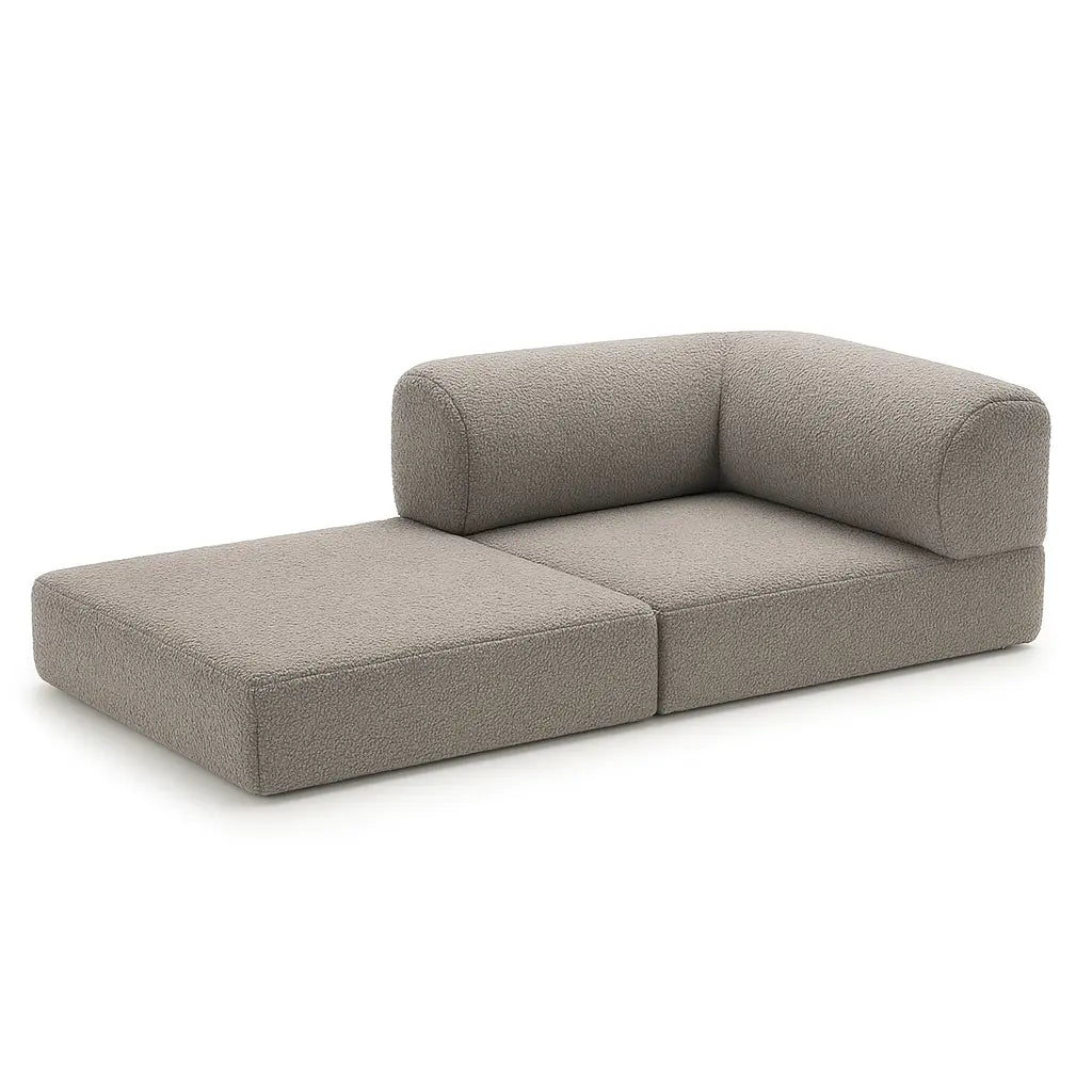 Sofá Cama Bloom - Sofá na Caixa + Poltrona Bloom Tecido Boucle Cinza