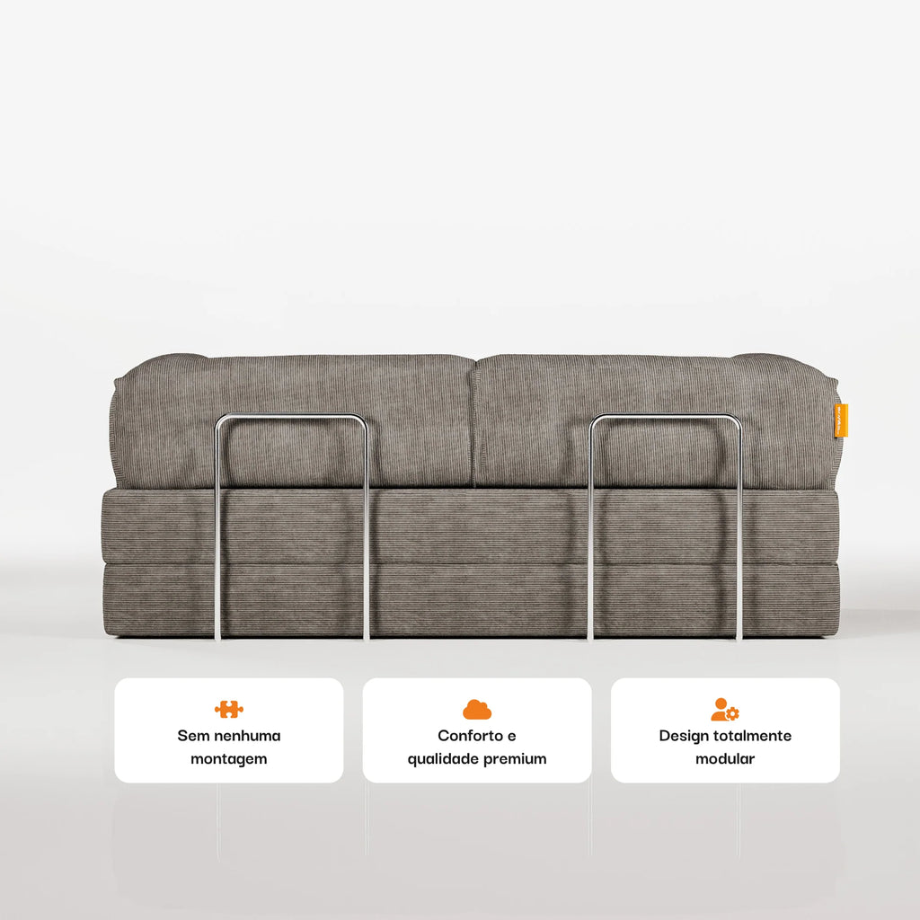 Sofá Cama Bloom Tecido Boucle Cinza - Sofá na Caixa