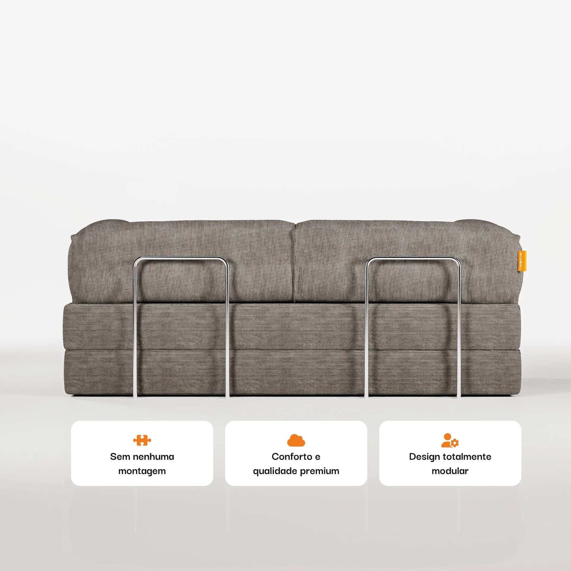 Sofá Cama Bloom Tecido Boucle Cinza - Sofá na Caixa