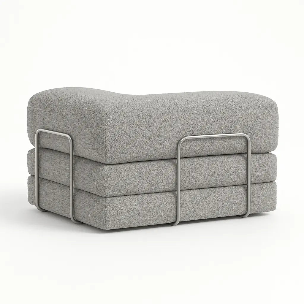 Sofá Cama Bloom - Sofá na Caixa + Poltrona Bloom Tecido Boucle Cinza