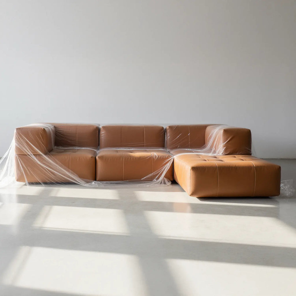 Sofá na Caixa modular 2 lugares Poli-Couro Marrom - Sem braço