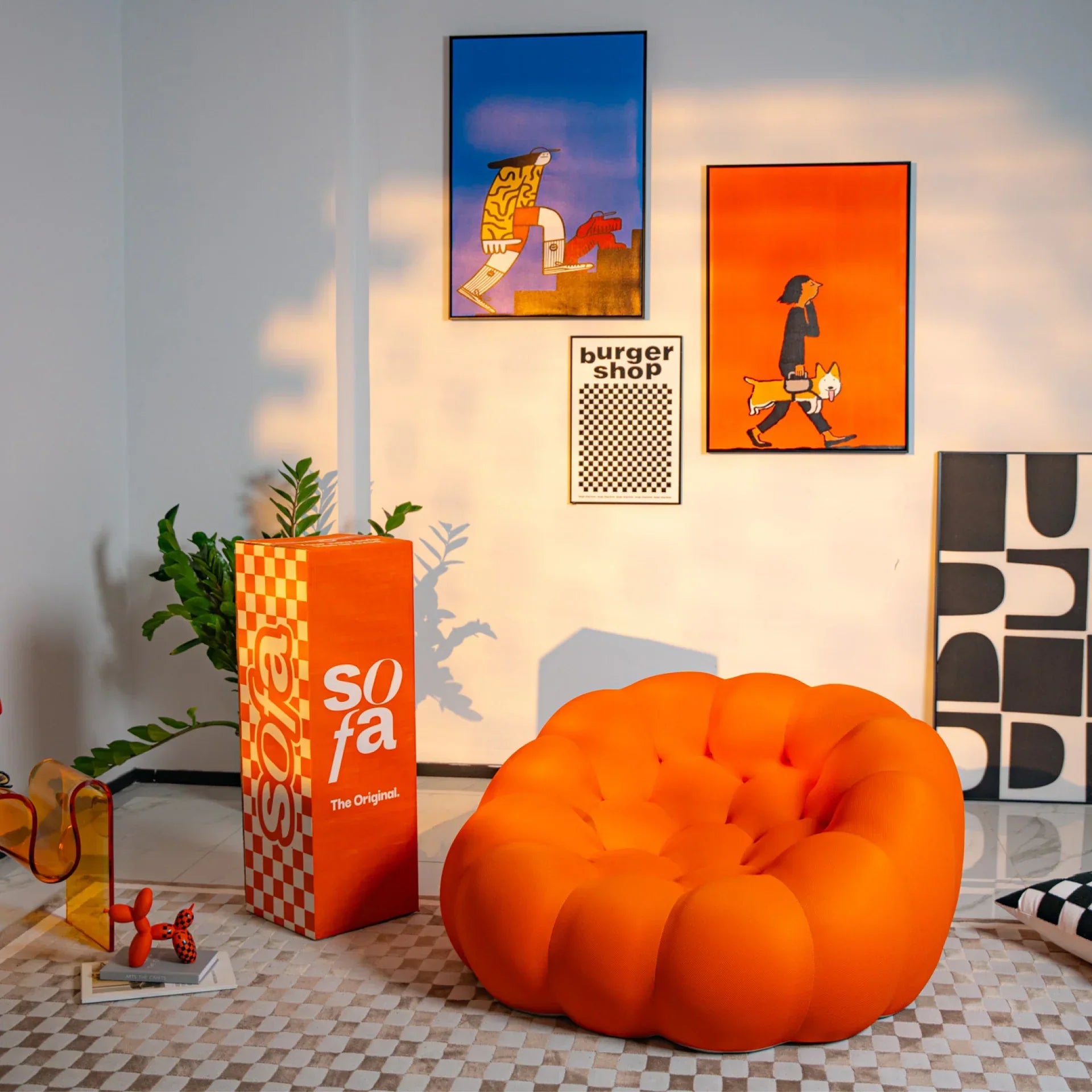Sofá na Caixa cosmo 1 lugares em Boucle - Laranja