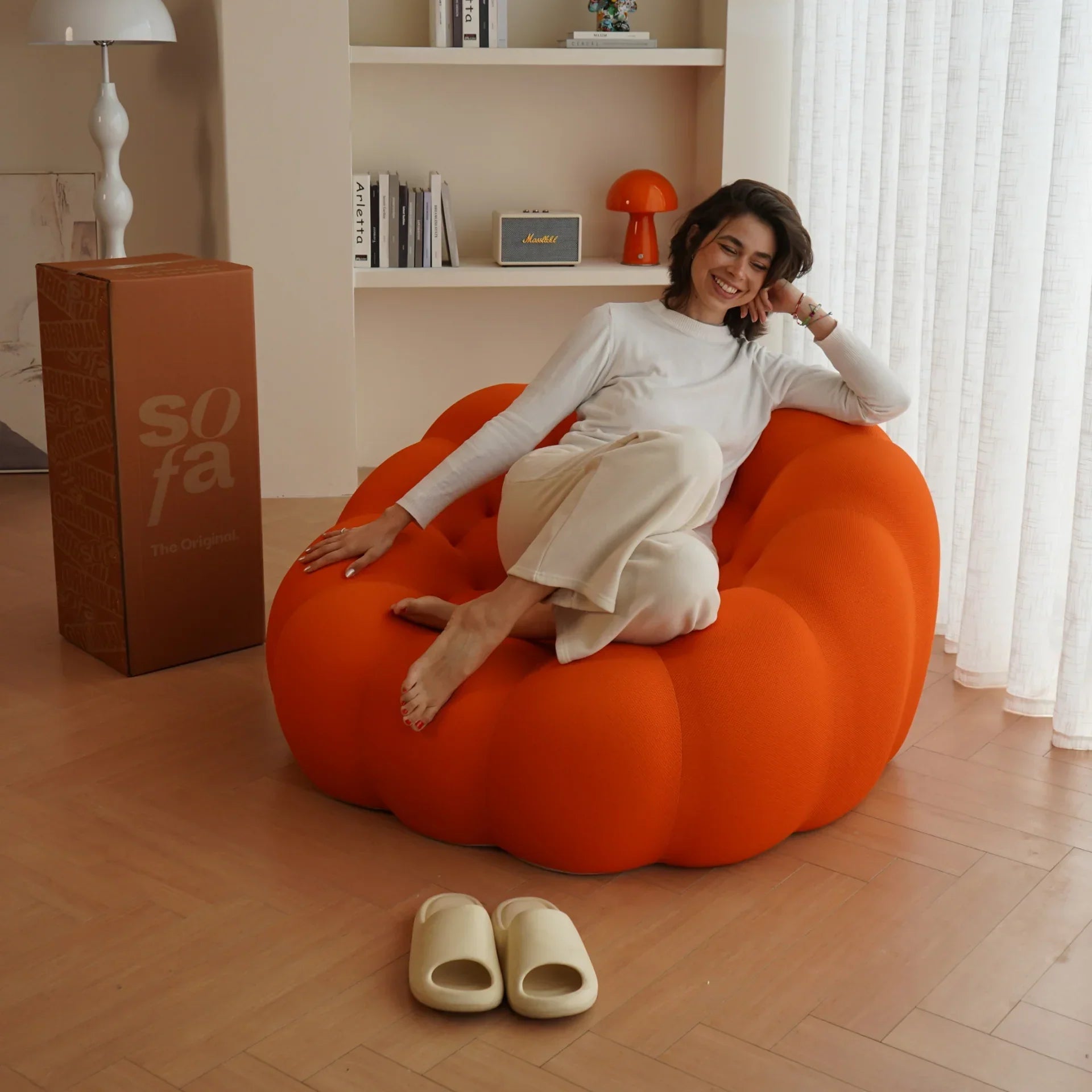 Sofá na Caixa cosmo 1 lugares em Boucle - Laranja