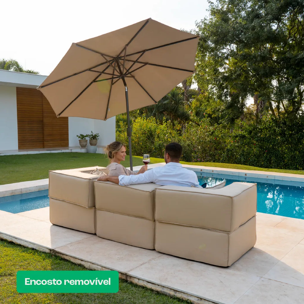 Lounge Zimma com 3 Módulos Azul