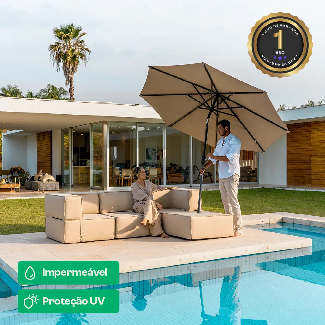 Sofá Lounge Zimma Cinza com 2 Módulos