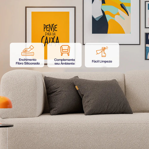 Almofada Tecido Bouclé  - Cor Verde Musgo - 45x45cm