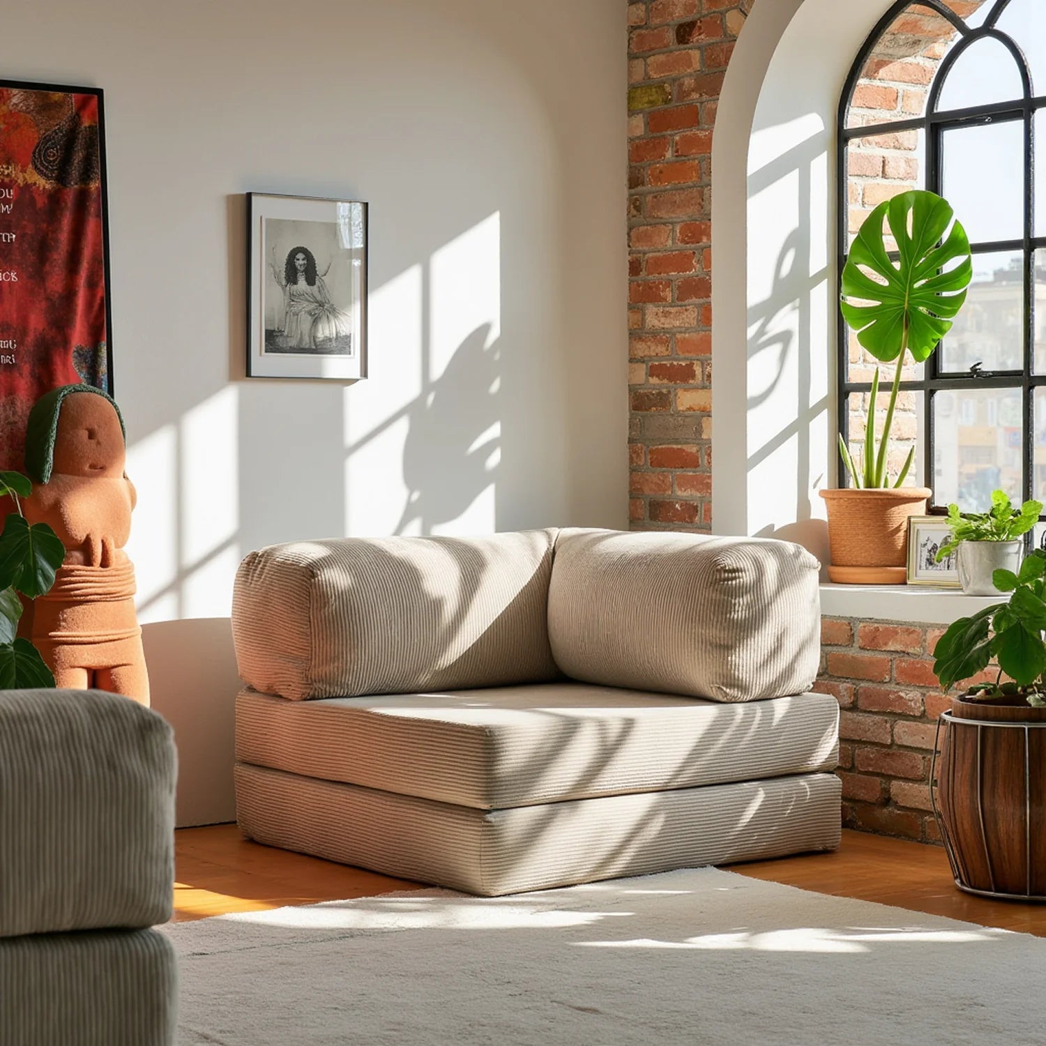 Poltrona do Sofá Cama Bloom Tecido Boucle Laranja - Sofá na Caixa