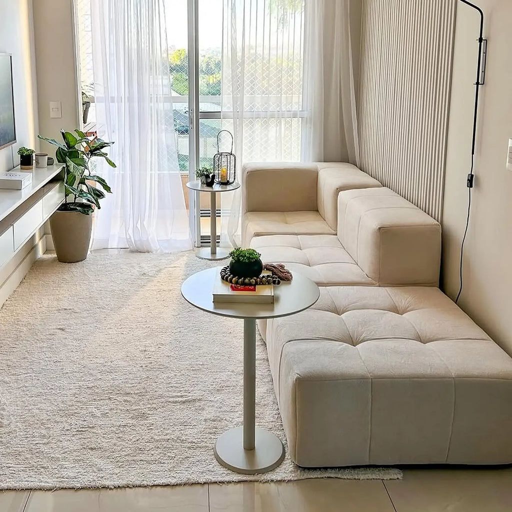 Sofá na Caixa modular 4 lugares em Boucle com 2 Chaise -  Linho