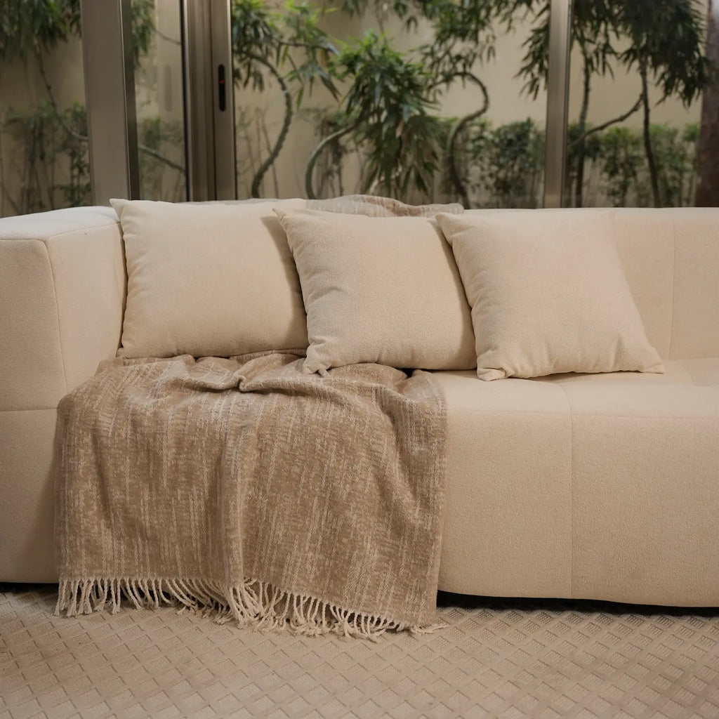 Sofá na Caixa modular 1 lugar poltrona com chaise em Boucle - Linho