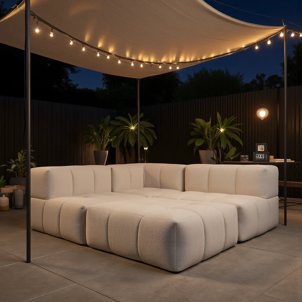 Sofá na Caixa modular 1 lugar Canto em Boucle - Linho