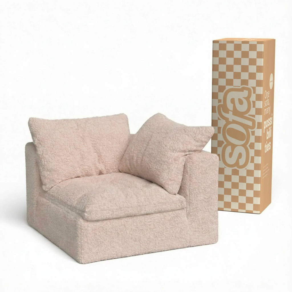 Sofá na Caixa modular Sienna 1 lugar Canto em L Esquerdo Boucle - Bege Areia