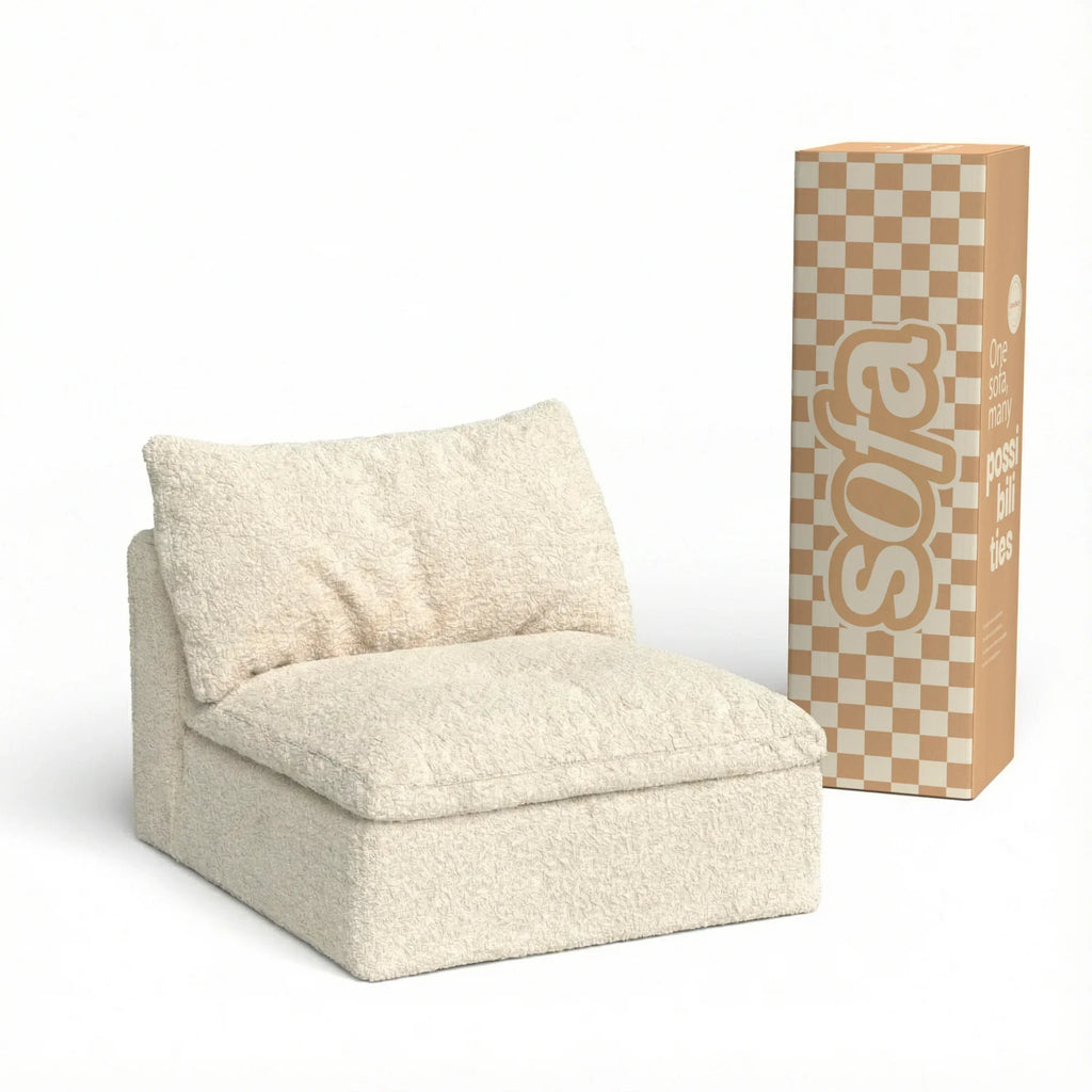 Sofá na Caixa modular Sienna 1 lugar Poltrona em Boucle - Off-White