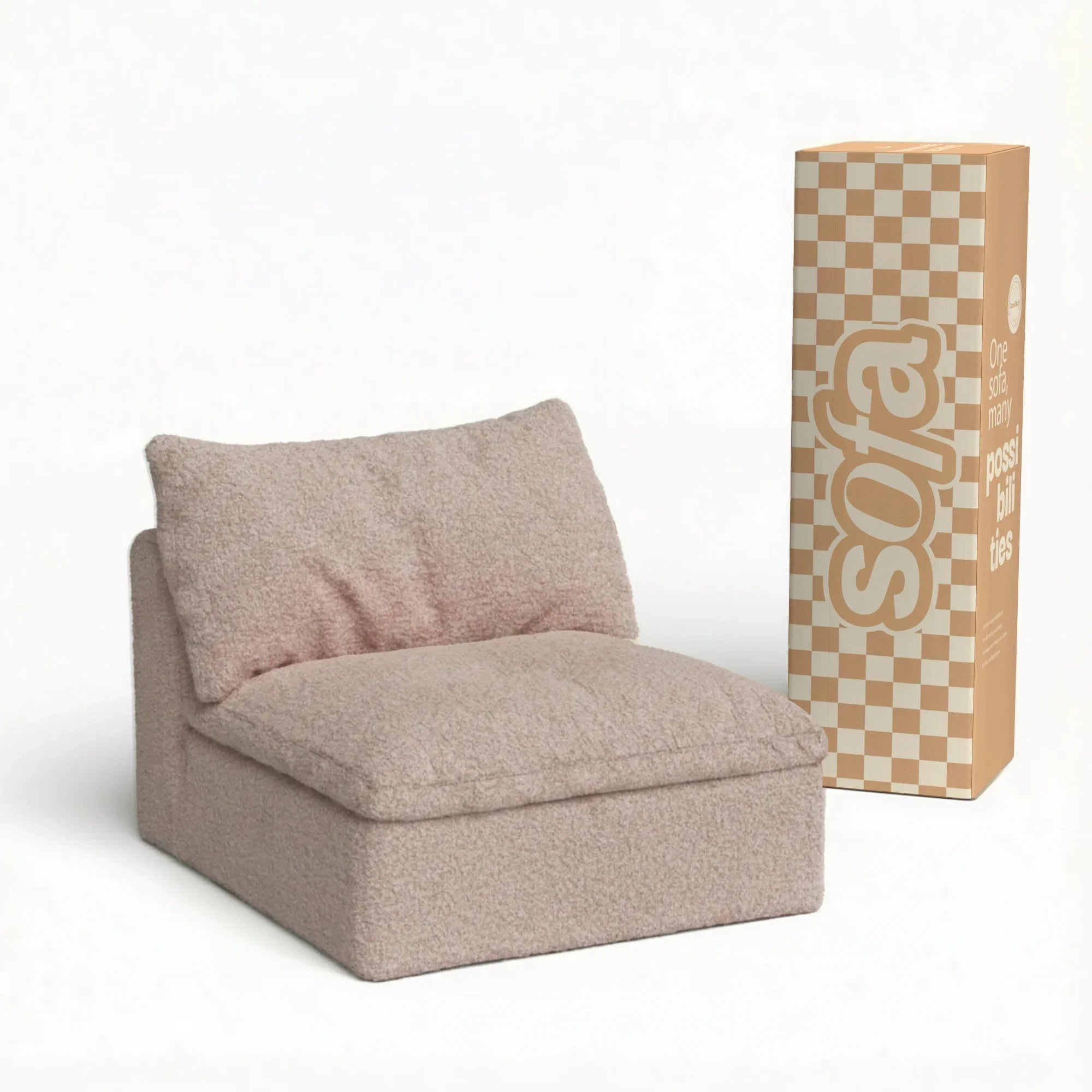 Sofá na Caixa modular Sienna 1 lugar Poltrona em Boucle - Bege Areia