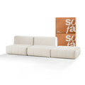 Sofá na Caixa modular 2 lugares em Boucle - 2 Poltronas com Apoio de pé - Linho