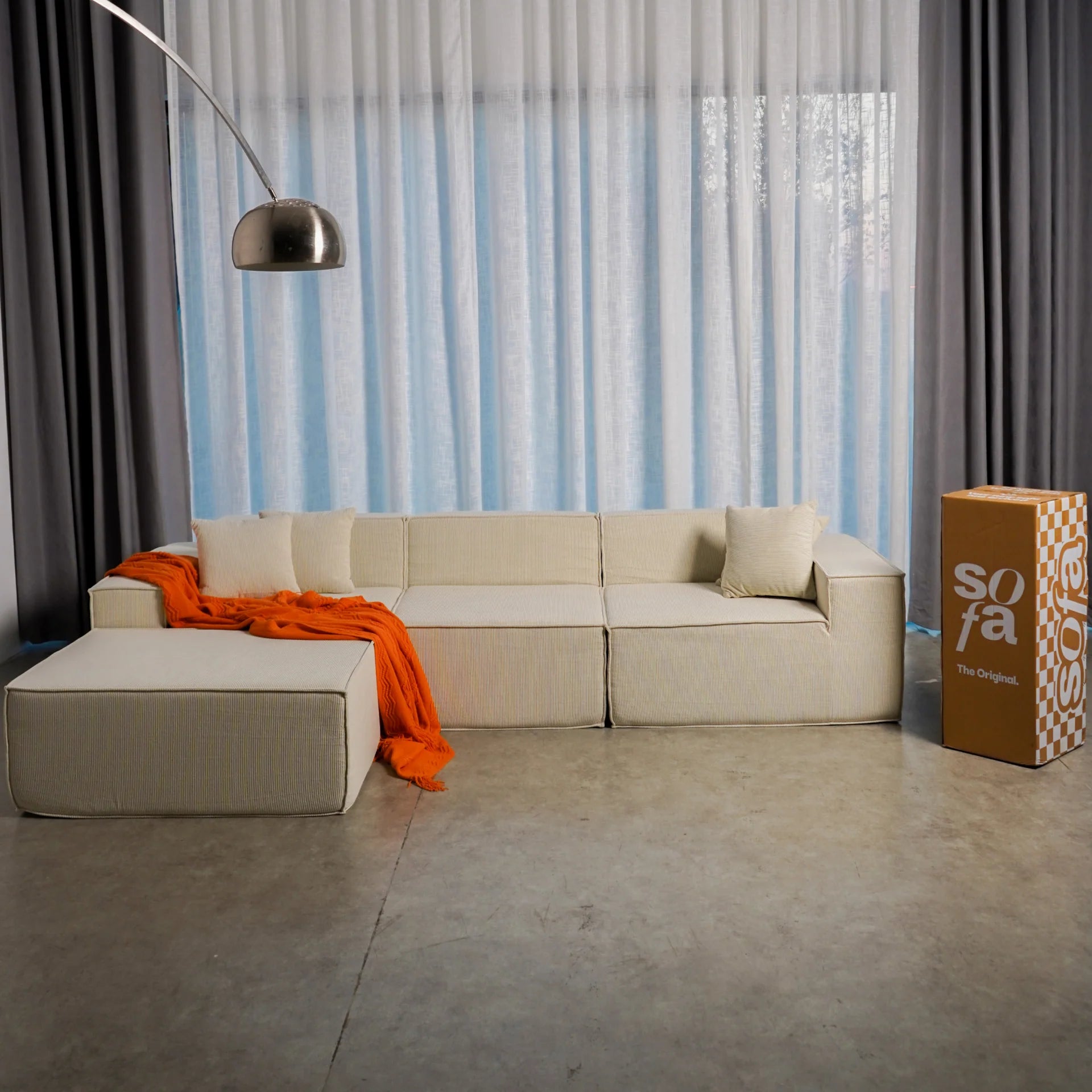 Sofá Modular Pelion 1 lugar Poltrona em Boucle - Linho
