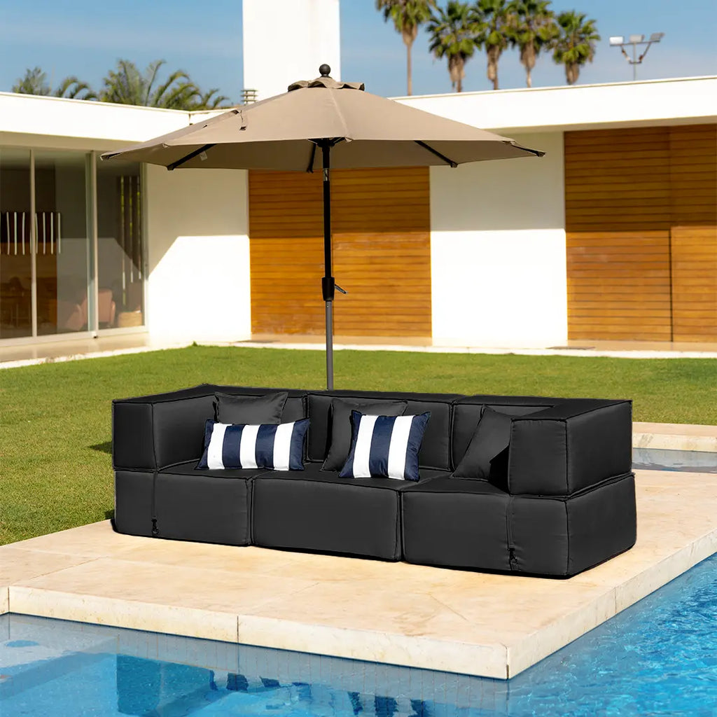 Lounge Zimma com 3 Módulos Preto