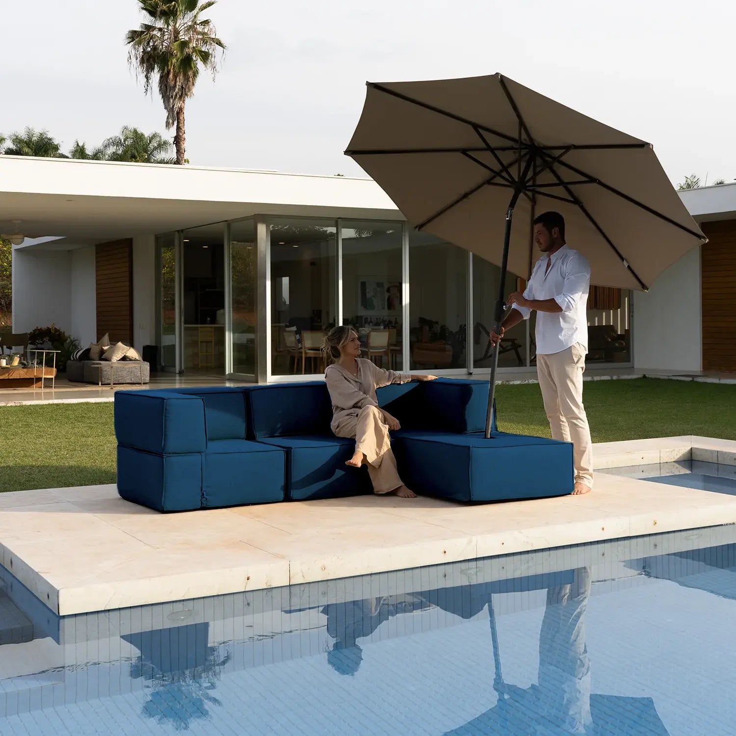Lounge Zimma com 4 Módulos Azul