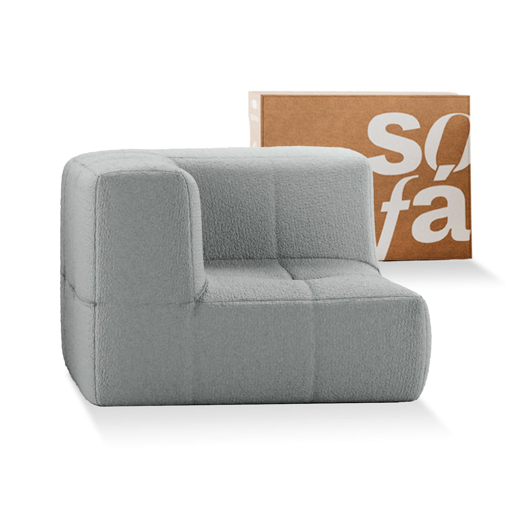 Sofá na Caixa modular 1 lugar Canto em Boucle - Cinza