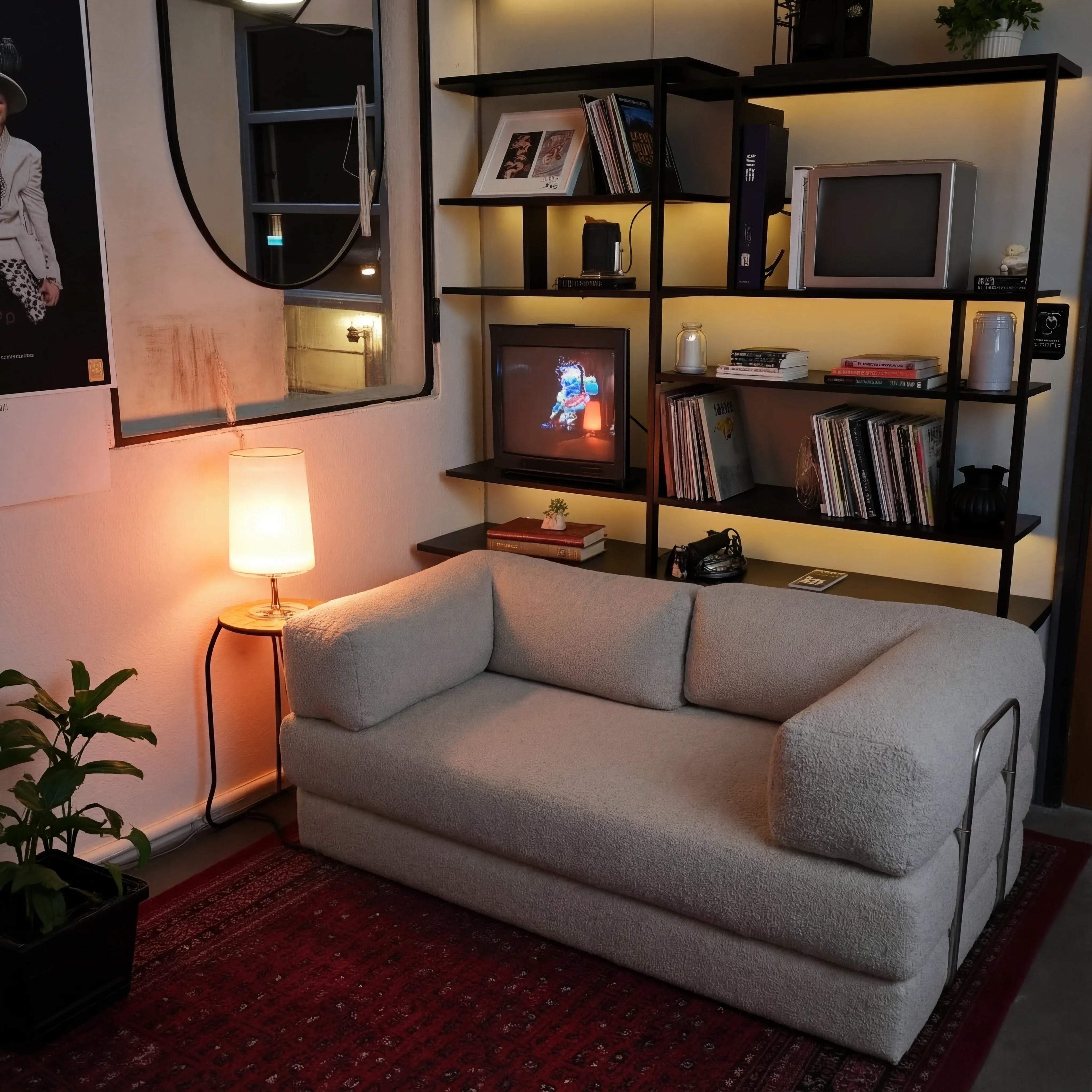 Sofá Cama Bloom Tecido Boucle Cinza - Sofá na Caixa