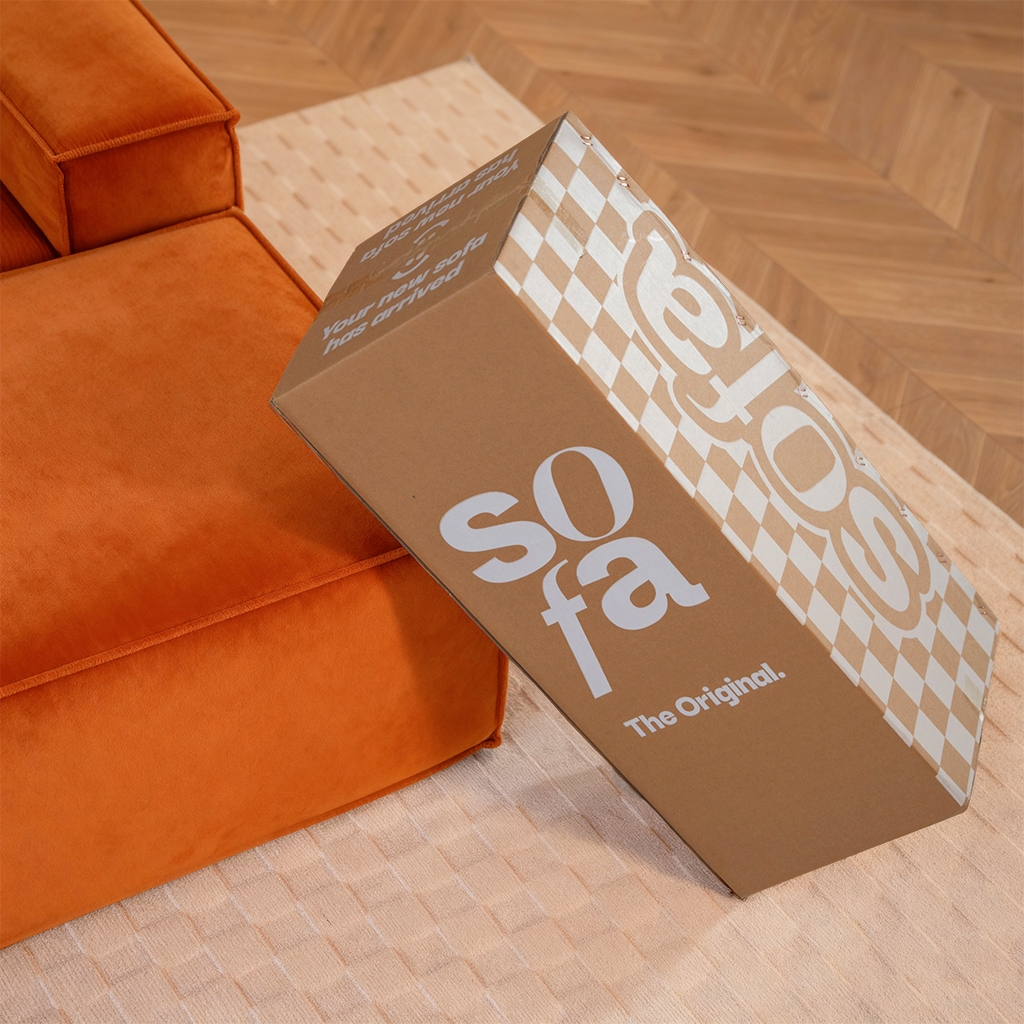 Sofá Modular Pelion 1 lugar Canto em L Esquerdo Boucle - Laranja