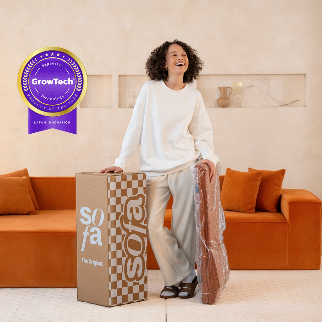 Sofá Modular Pelion 1 lugar Canto em L Direito Boucle - Laranja