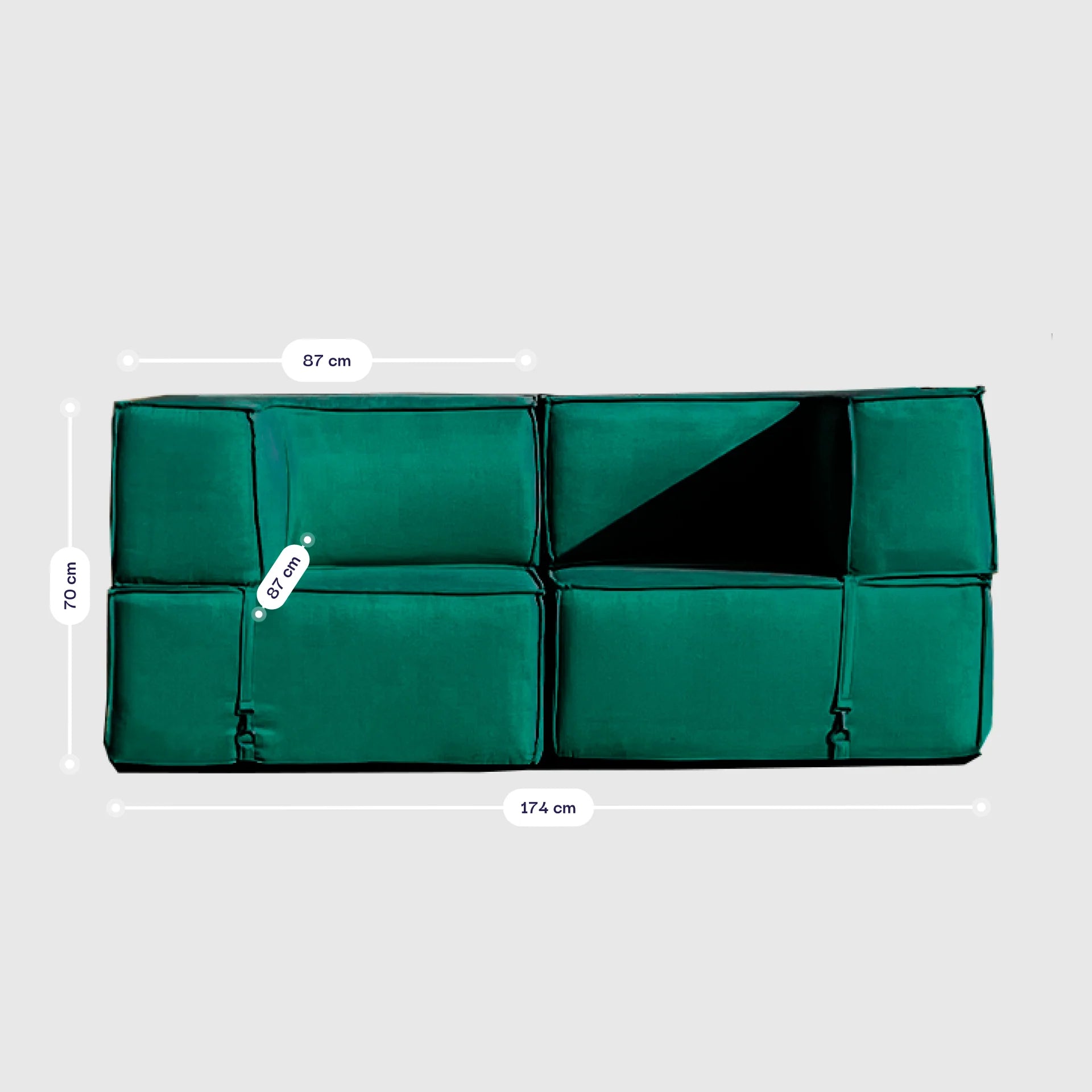 Sofá Lounge Zimma Verde com 2 Módulos