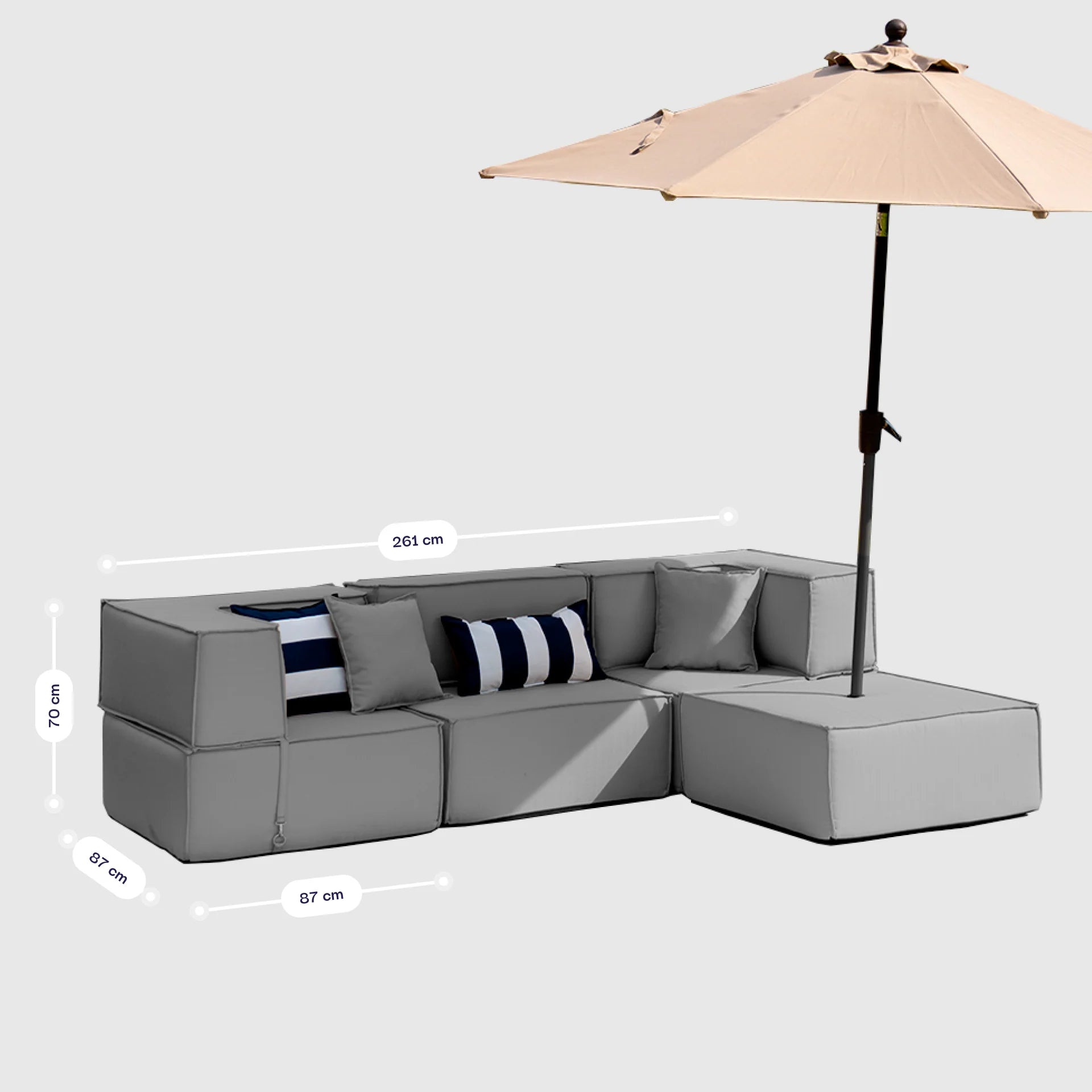 Lounge Zimma com 4 Módulos Cinza